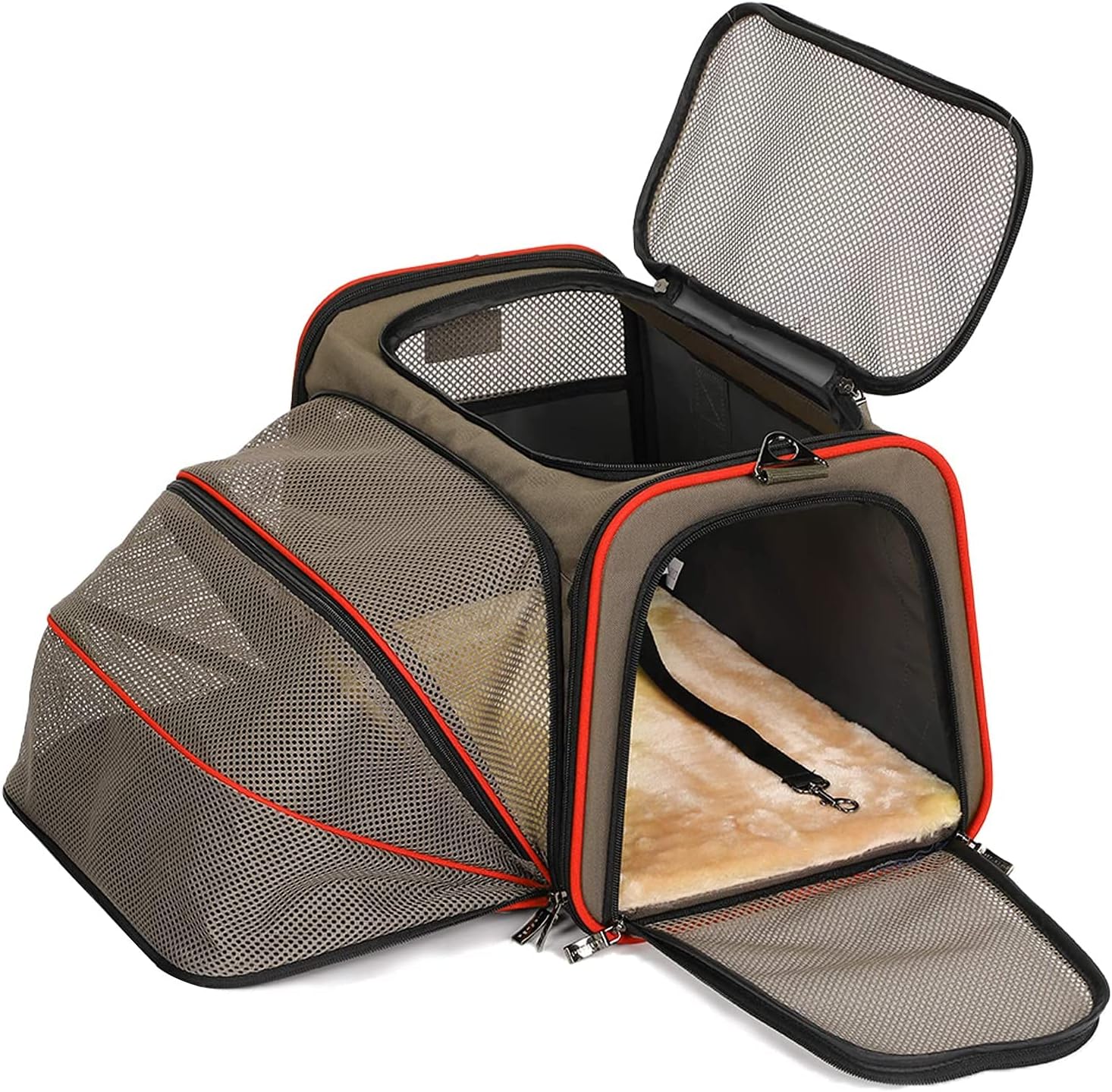 Petsfit 16"x10"x9" Expandable Foldable Washable Travel Carrier, Airline Approved Pet Carrier Soft-sided(Dark Grey)