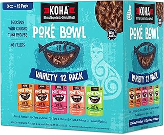 Poké Bowl Cat Variety Pack, Wet Cat Food in Gravy - 7 Flavors - Tuna Combinations of Salmon, Chicken, Lamb, Duck, Shrimp, and More - 3 oz Pouches, Pack of 12