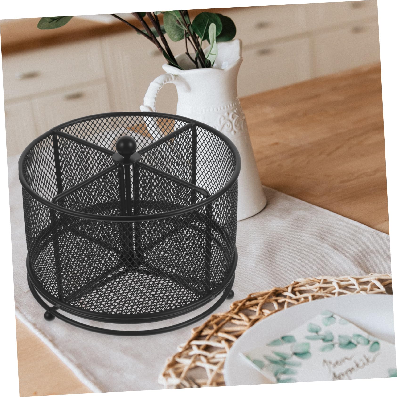 Portaposate Rotante Metallo Con Scomparti Organizer Per Utensili Da Cucina Supporto Per Contenitori Da Bancone