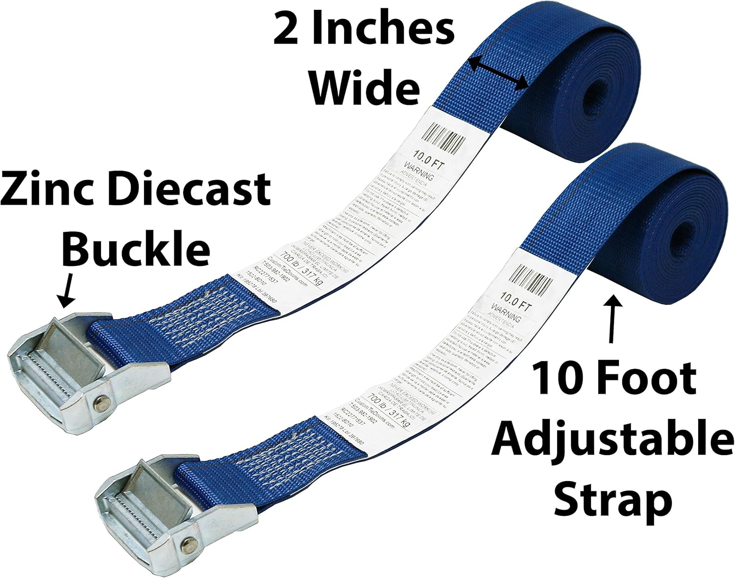 2インチx 10フィート シンチストラップ エンドレスループタイダウン 亜鉛ダイカストカムバックル エンドレスループ (フックなし)