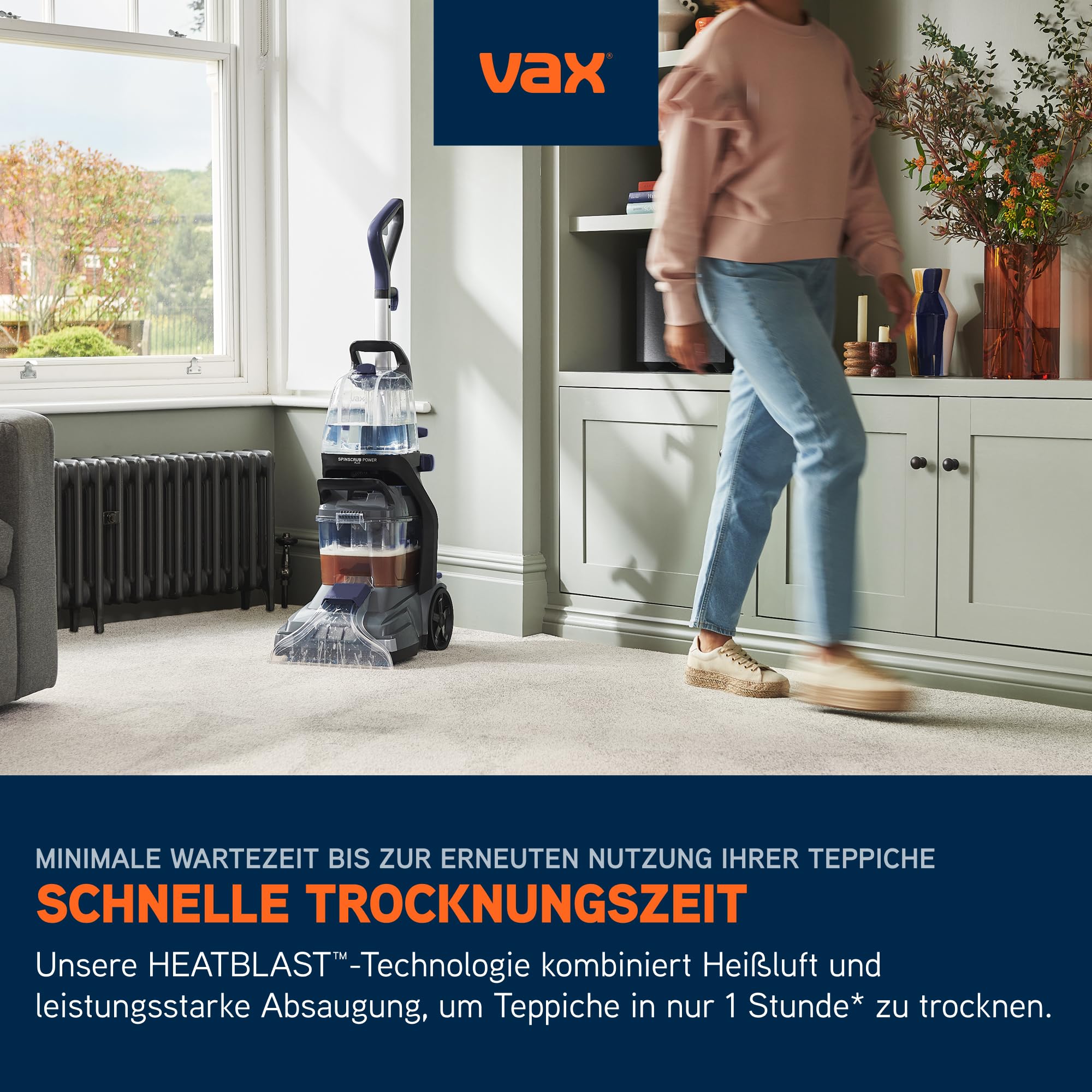 Vax SpinScrub Power Plus Polsterreiniger Gerät Teppichreiniger für Polster & Fleckenentfernung mit SpinScrub-Technologie, XL-Tank, schnelltrocknende Leistung und kraftvolle Haushalt Reinigung