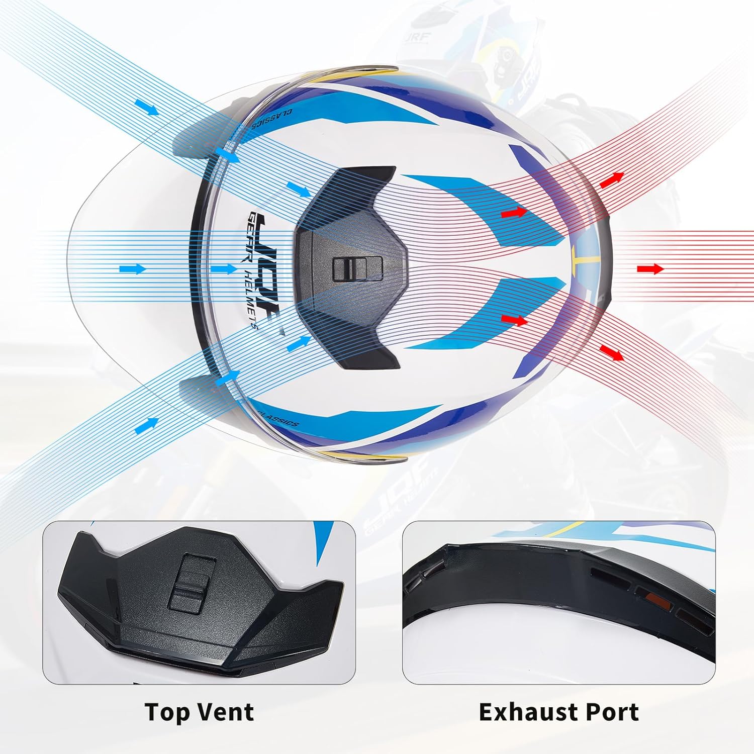 Motorcycle Helmets Open Face for Streey Moped Scooter, Dual Visor 3/4 Moped Helmets for Adults Motorbike Half Helmet 601 DOT Approved Men and Women