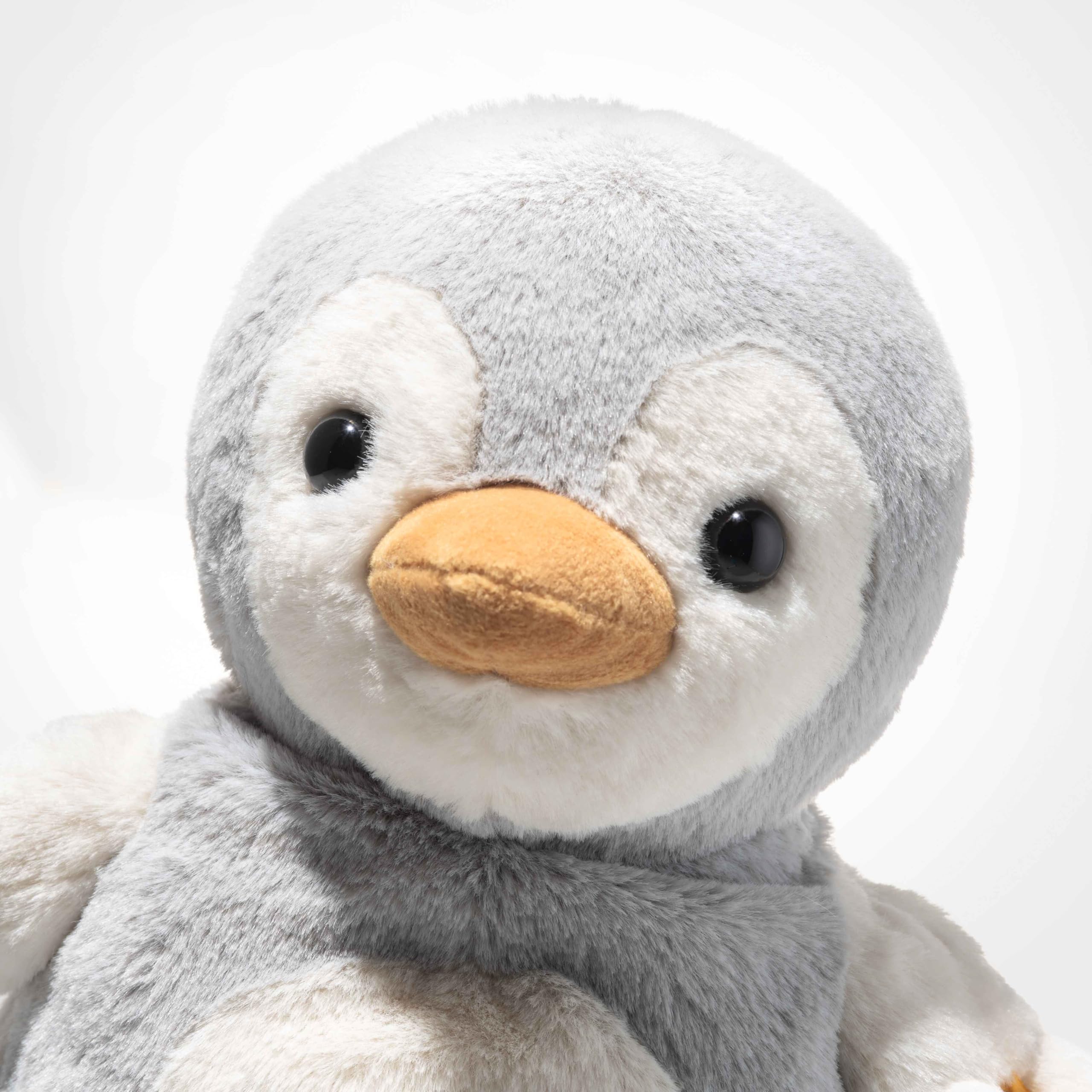 Steiff Pluszak z lampką nocną Lio Pingwin, słodka pluszowa zabawka z oczami z tworzywa sztucznego, dzieci, chłopców i dziewczynek, Friends, 22 cm, jasnoszara, 242847