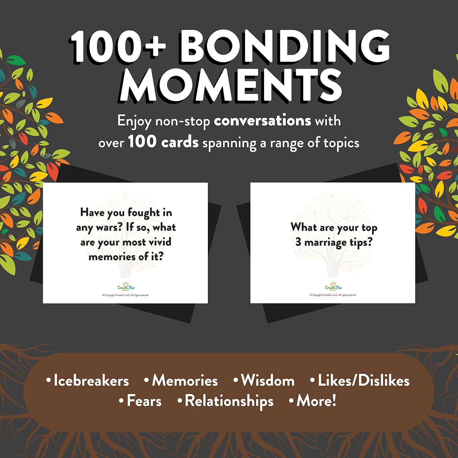 CreateFun Family Story & Connection Cards – 101 Meaningful Questions Including 6 Rapid-Fire Favorites About Your Family Roots, Memories, Traditions & All Your Favorite Things