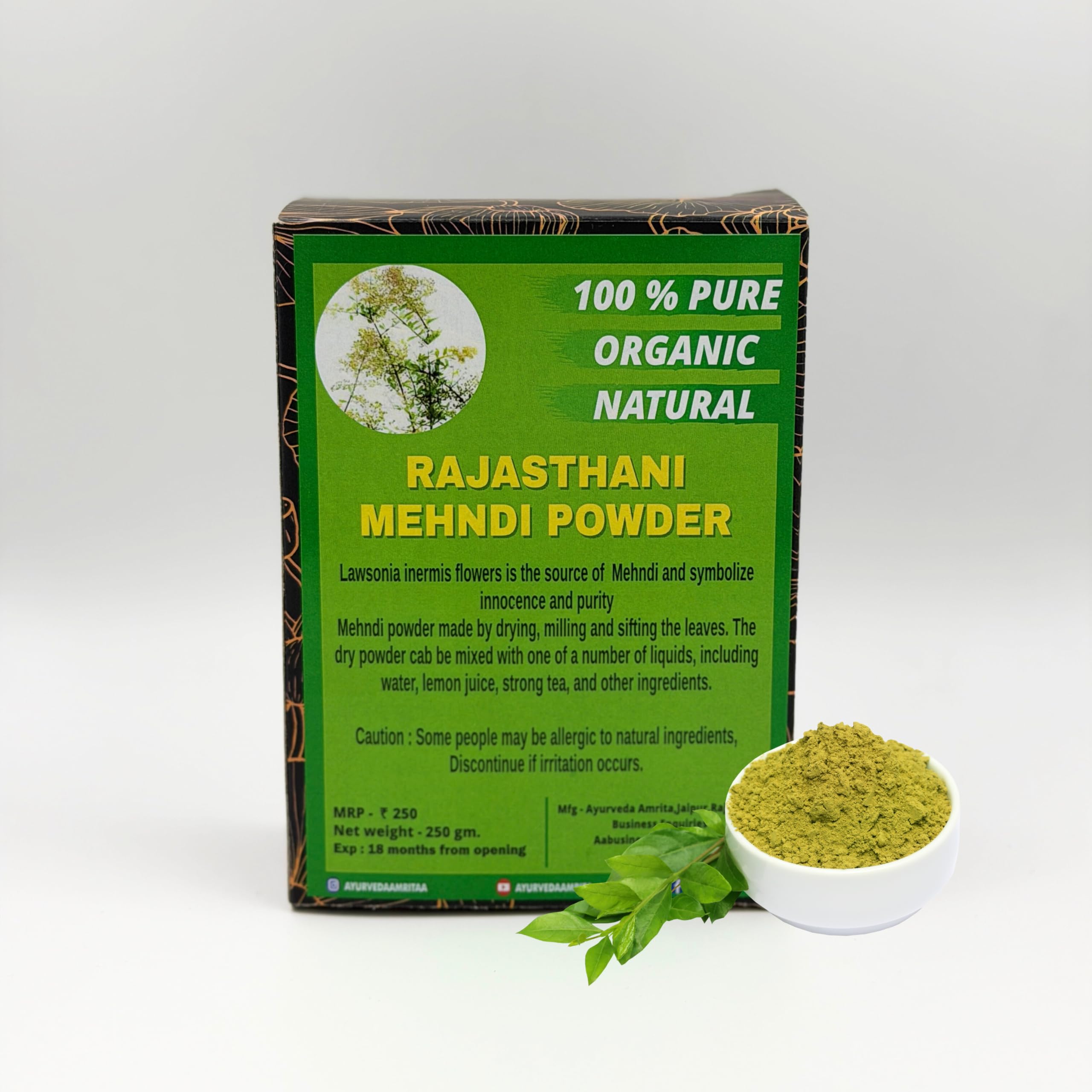 Sojat Rajasthani Henna Powder 500g (Pack of 2) | Pure Natural Mehndi for Hair Colour | Herbal Ayurvedic Henna for Hair, Hands & Body Art | Chemical Free