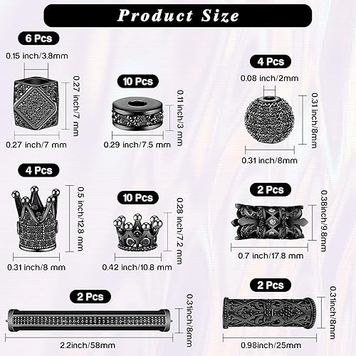 Miniatura 2 de King Crown - 40 cuentas redondas de diamantes de imitación de circón Cuentas espaciadoras de cubo de corte de diamante de circonita cúbica para