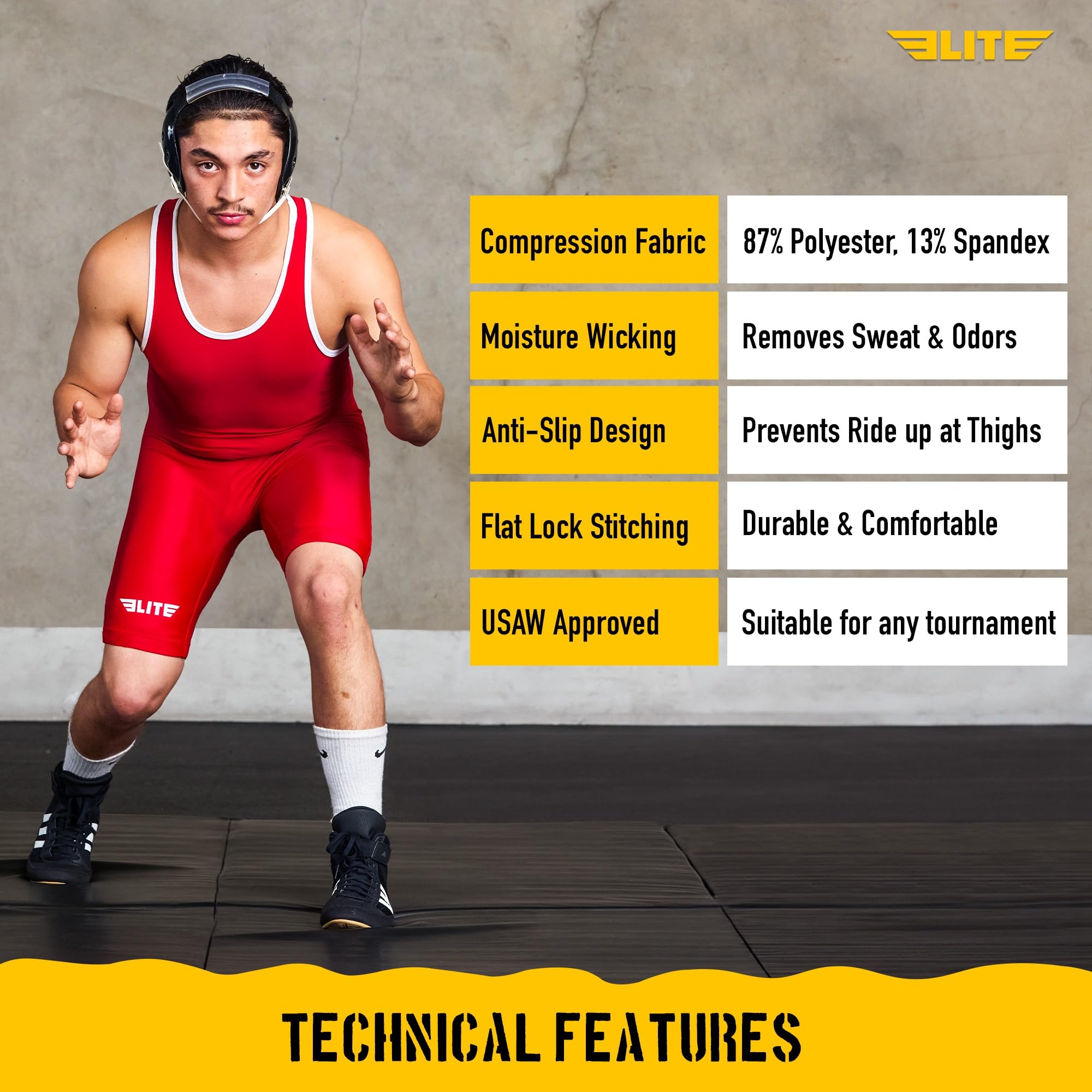 Elite Sports Męskie single wrestlingowe, standardowy mundur zapaśniczy dla mężczyzn