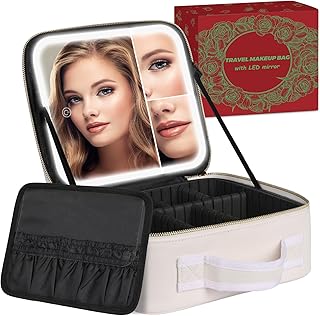 Bolsa de maquillaje con espejo LED, estuche o...