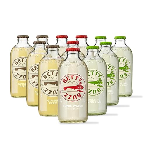 Betty Buzz Blake Lively - Paquete variado de mezclador de cóctel 12 paquetes agua tónica cerveza de jengibre lima limón espumoso jugo real sabores