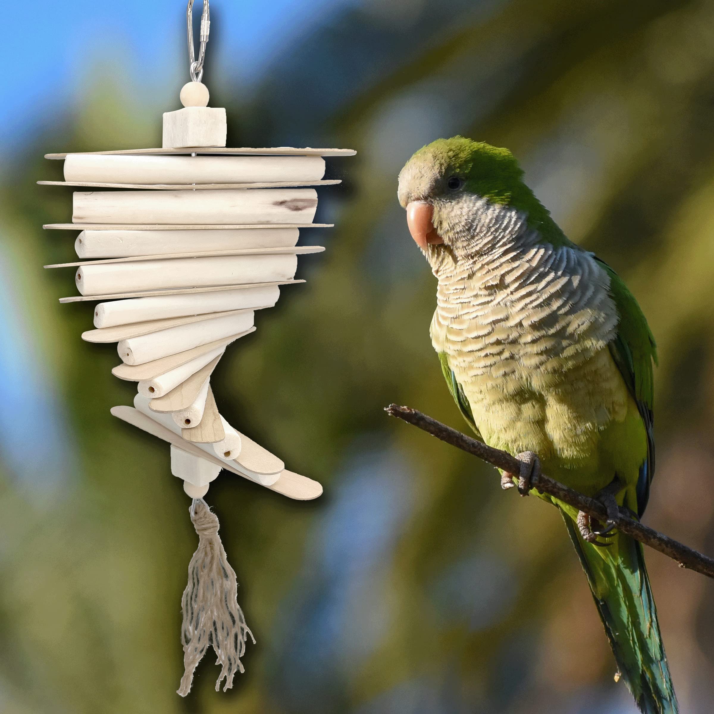 1116 Natural Sola Stick Stack - Handcrafted Hanging Bird cage Toy, Natural sola Wood Sticks, Natural Wooden Sticks, Parts can Turn Around Center, Chewing Fun for Small and Medium Size pet Birds - image 7