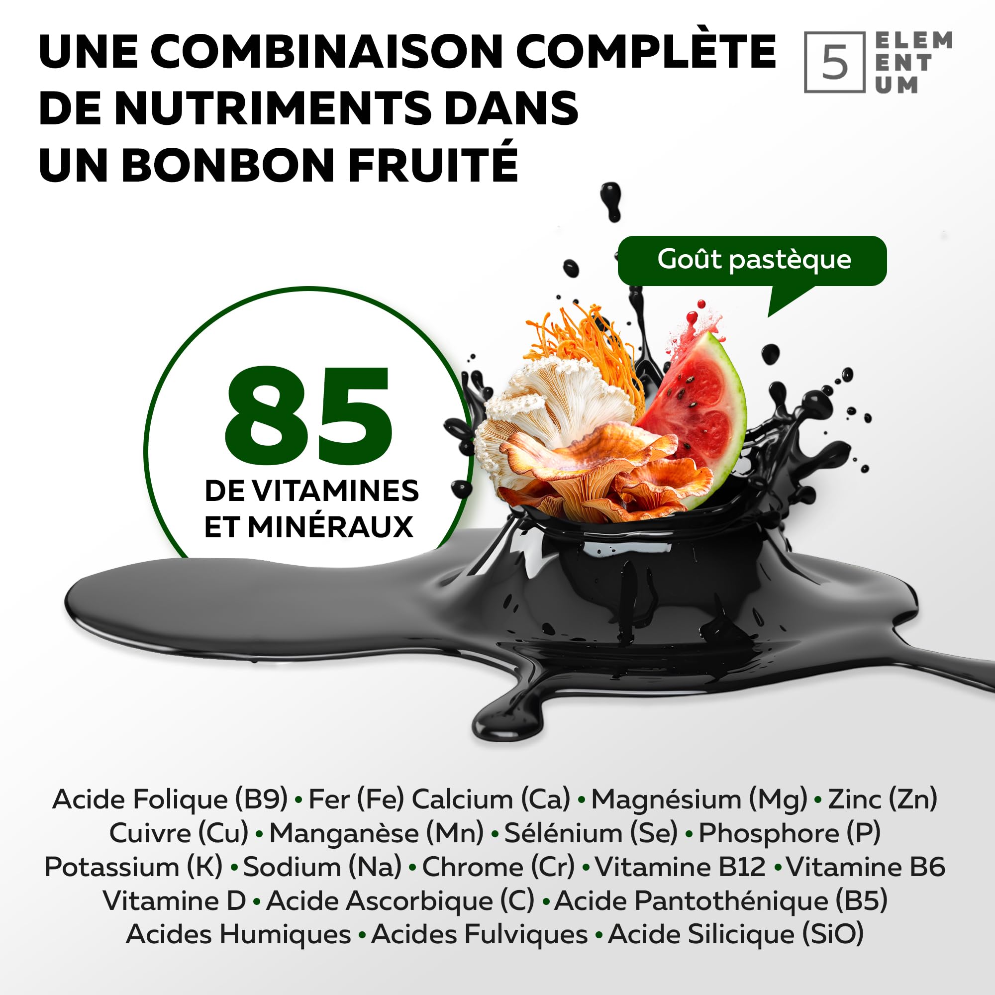 Shilajit Gummies Pure Himalaya – 90 Gommes au Goût Pastèque – 2200 mg avec Reishi, Crinière de Lion, Chaga & Cordyceps – Sans Sucre, Vegan, Naturelles – Shilajit Original du Tibet