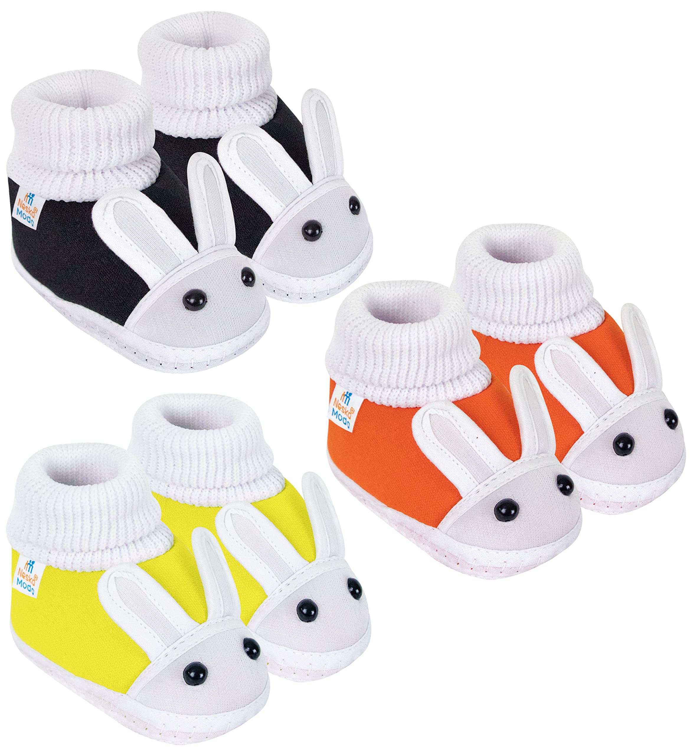 Neska Moda 12 To 18 Months Baby Boys & Girls Pack of 3 Pair Cotton Rabbit Face Slip On Baby Booties (Black,Orange,Yellow) -BT1175andBT1179andBT1182 (B09W2KQ5PL) Amazon Price History, Amazon Price Tracker