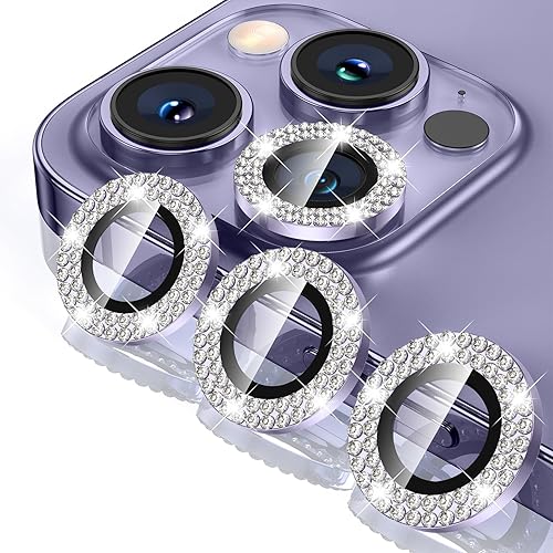Tensea for iPhone 14 Pro/iPhone 14 Pro Max Camera Lens Protector Bling, Protection Camera Cover Tempered Glass Screen Protector Diamond Metal Individual Ring for 14Pro 6.1" / 14 ProMax 6.7 inch 2022