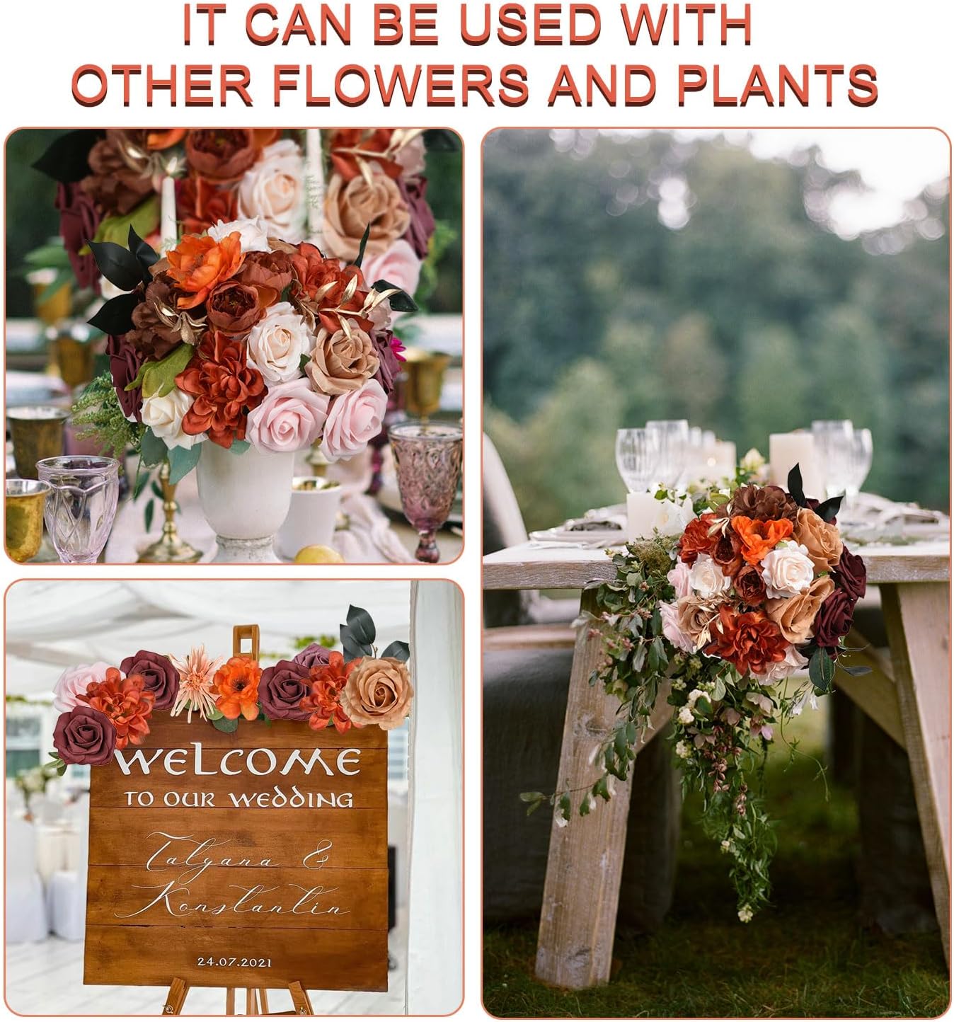 Lvydec Artificial Silk Flowers Combo, Dahlia Roses with Stems, for DIY Wedding Bouquets, Baby Shower, Floral Arrangements, Centerpieces, Home Decor (Red)