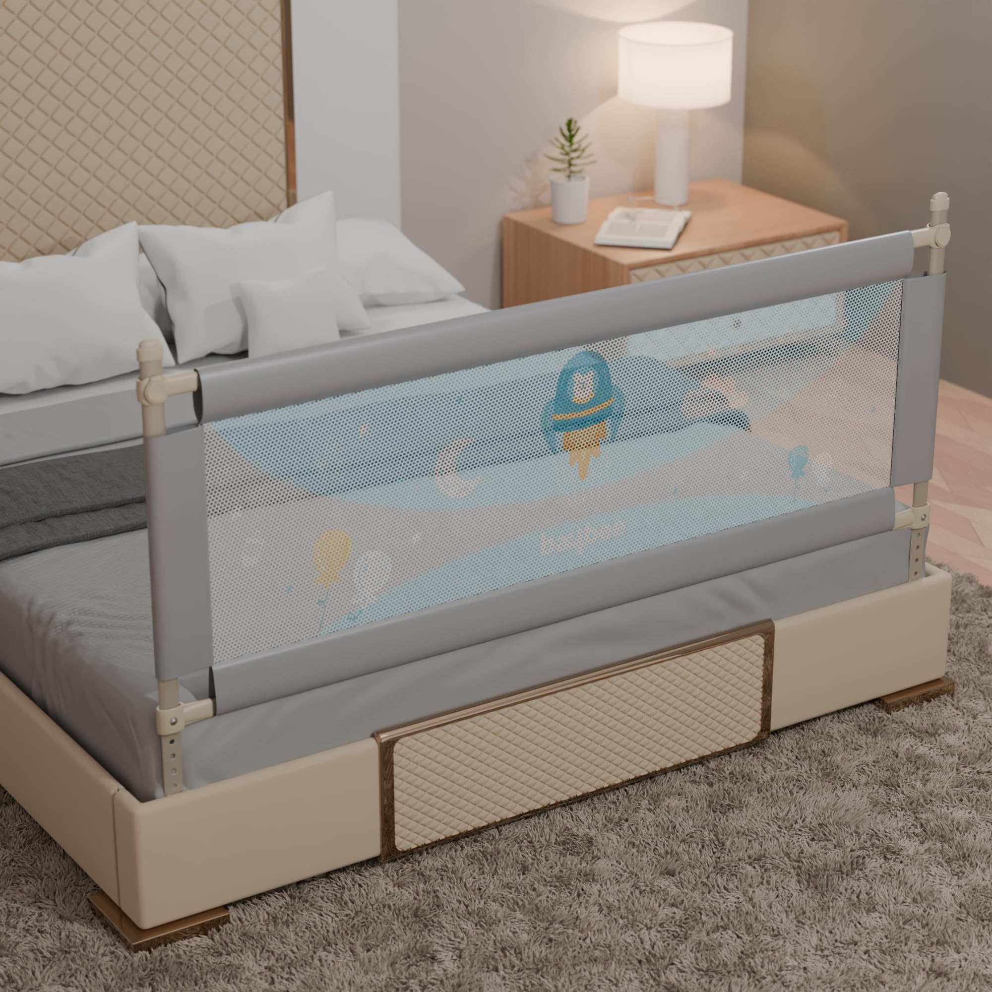 BAYBEE Baby Bed Rail Guard for Baby Toddlers Safety, Portable Kids Bed Rail Safeguard Fence with Adjustable Height | Foldable Single Side Bed Protecto...