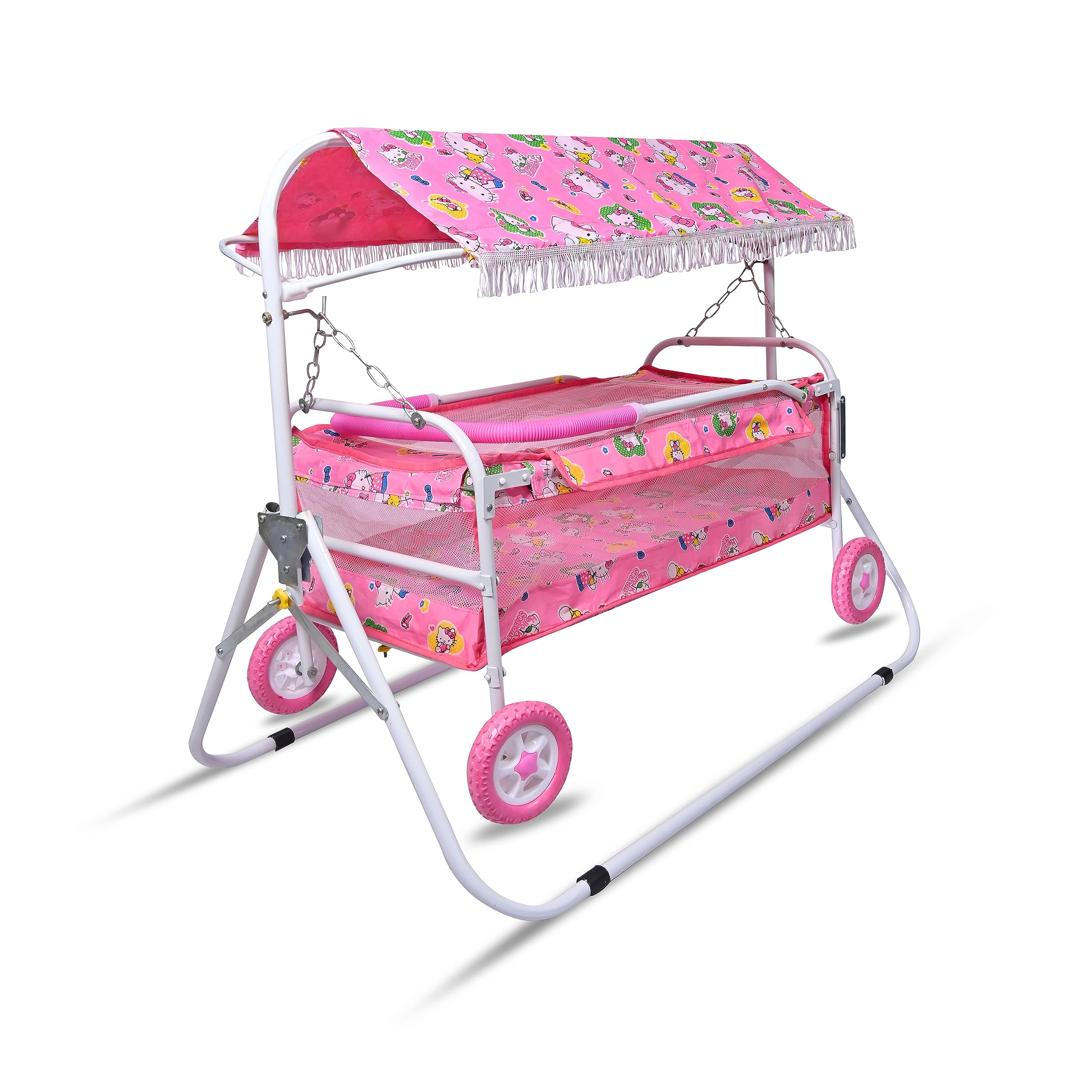 AVANI METROBUZZ Baby Folding Cradle Swings Jhula Palna Comfortable Sleep with Mosquito Net for 0-13 Months Infant & Toddlers Newborn Babies