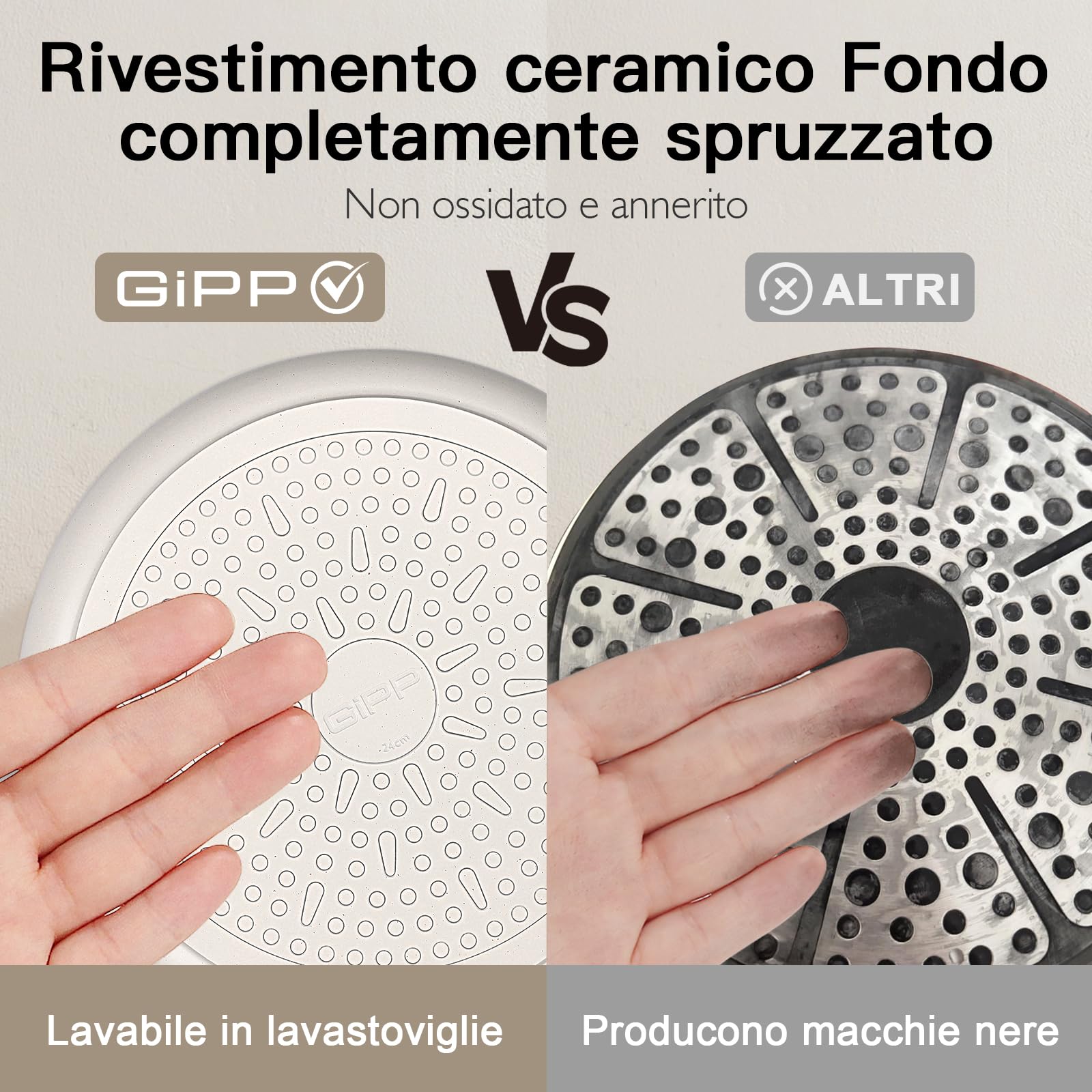 GiPP 22 Pezzi Set di Pentole a Induzione - Set di Padelle e Pentole con Rivestimento Antiaderente, Batteria da Cucina Atossica, Adatta a Diversi Tipi di Fornelli, Bianco