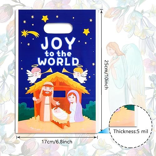 Miniatura 2 de 200 bolsas de plástico para golosinas, bolsas para regalos de fiesta, 5 mil, 6.8 x 10 pulgadas, bolsas de mercancía con asa, bolsas de venta al por