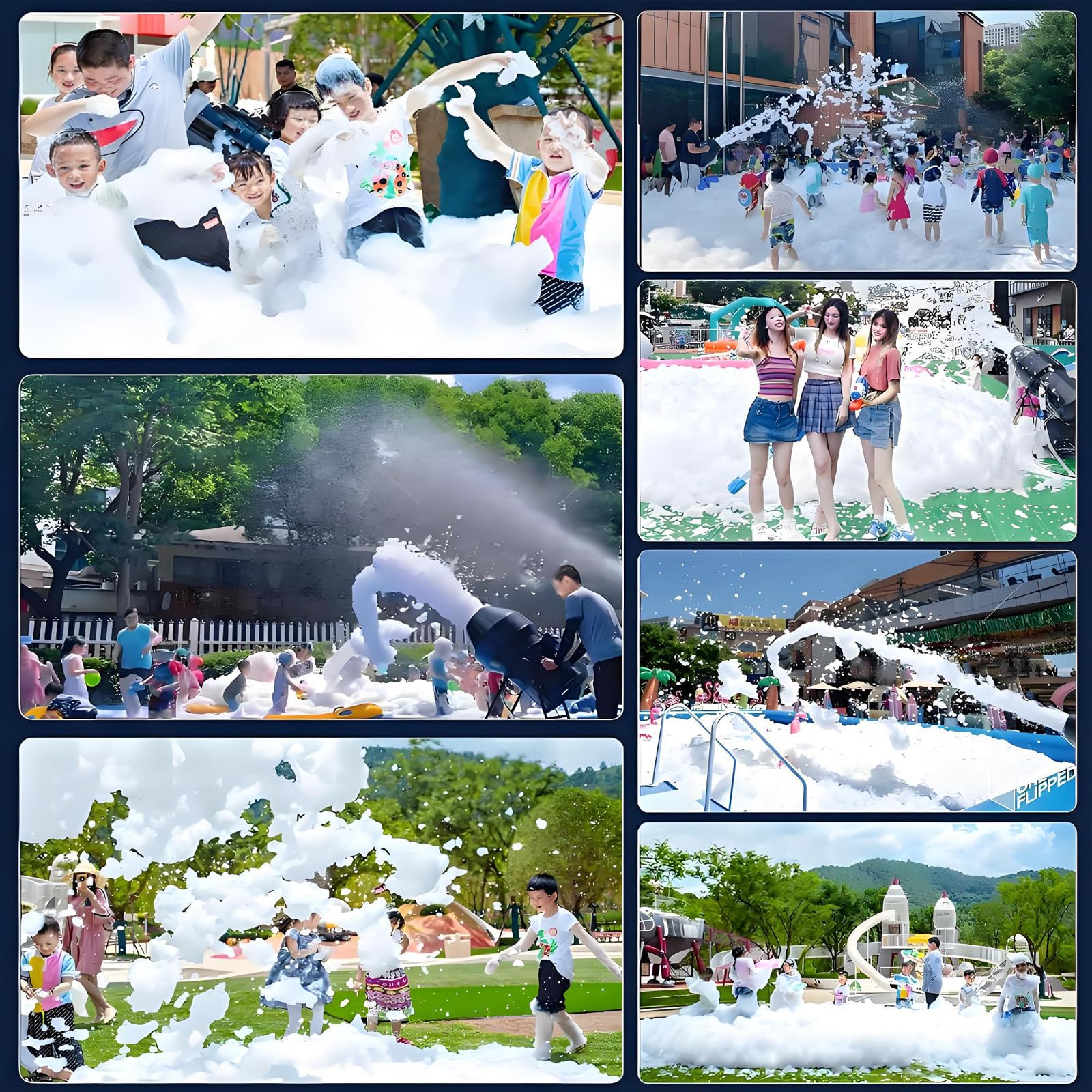 Macchina della Schiuma 1000W Ad Alta Potenza Grande Macchina della Schiuma,Angolo Regolabile,Distanza 6-10m/Area 80㎡ per Effetto di Fase Jet Foam Party All'aperto,Feste,Bambini,Estate,Nuoto