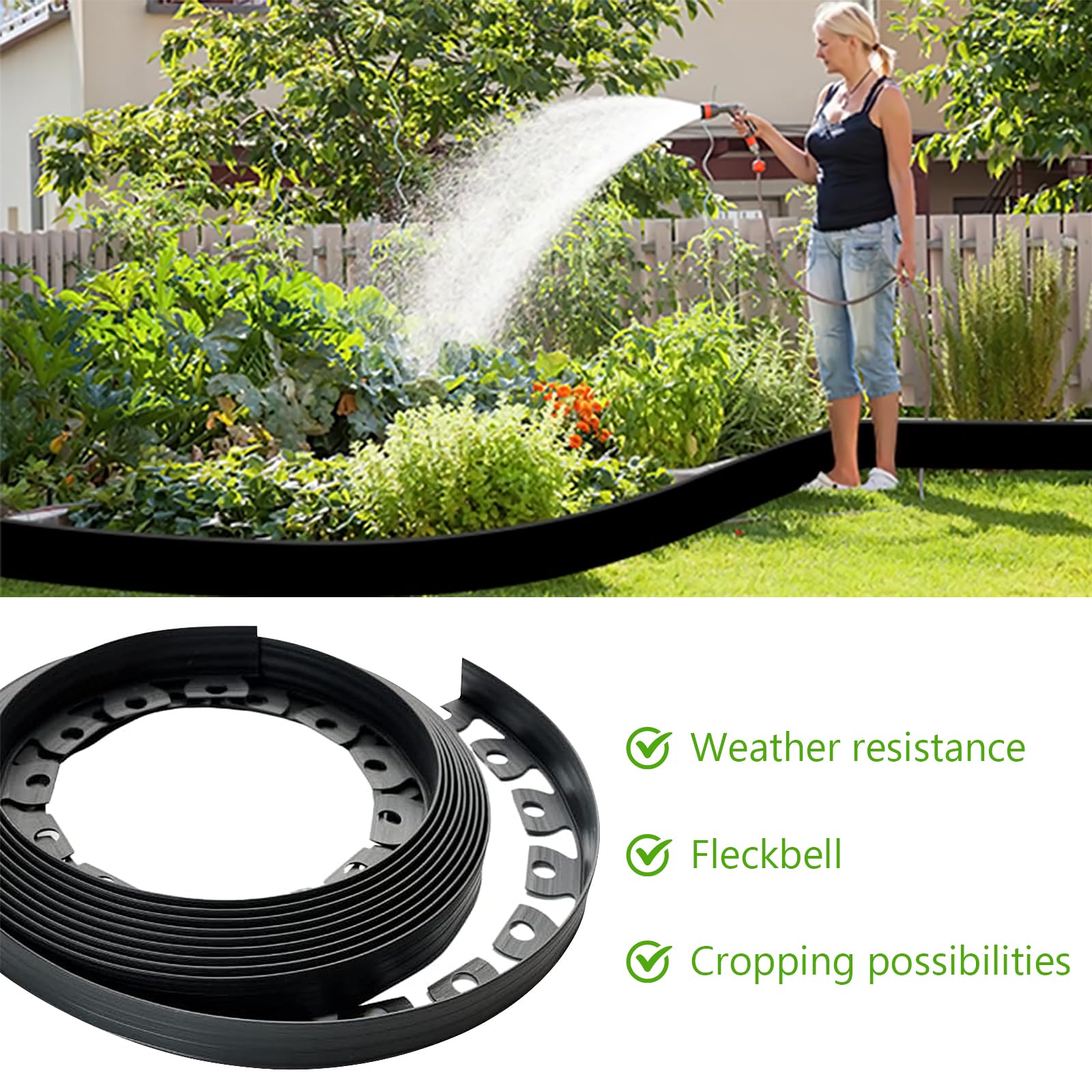 Yesaler Bordo Giardino Flessibile 10m Bordi Aiuole Plastica con 60 Chiodi di Fissaggio 1 Paio di Guanti Bordo Altezza 5cm per Prati (Nero Yesaler Bordo Giardino Flessibile 10m Bordi Aiuole Plastica con 60 Chiodi di Fissaggio 1 Paio di Guanti Bordo Altezza 5cm per Prati (Nero