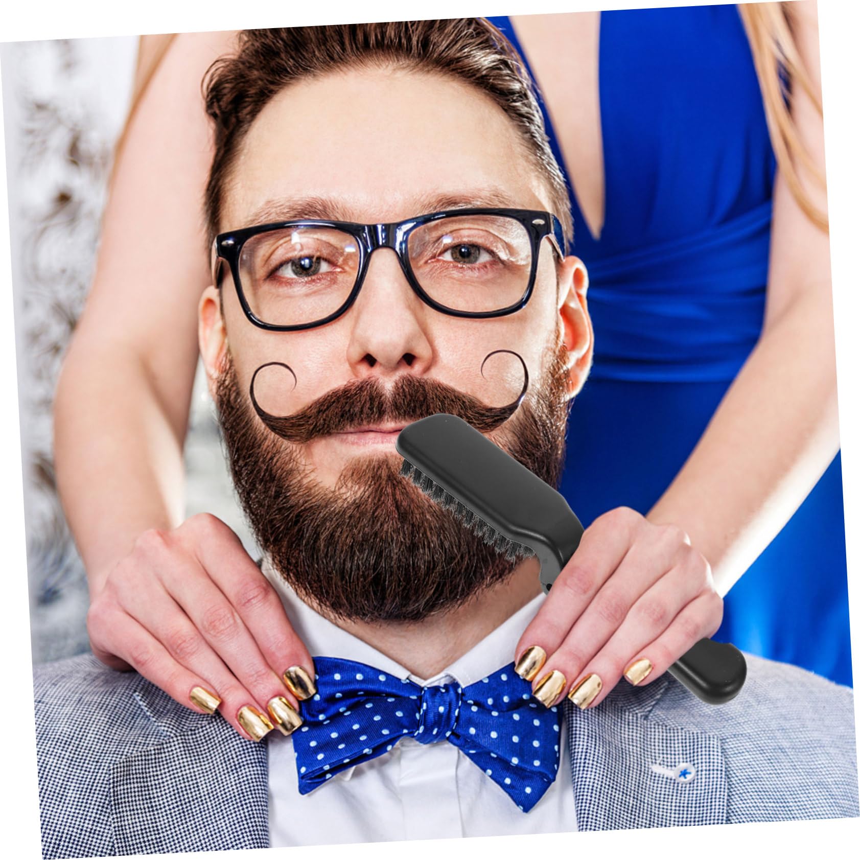 Outanaya 2pcs Beard Brush and Comb Set Portable Styling Brush Folding Hair Comb Travel Beard Grooming Kit