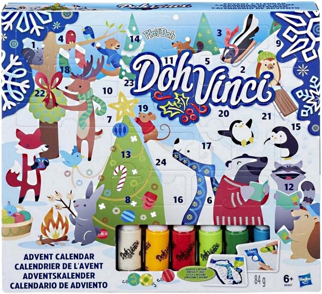 Hasbro Play-Doh Doh Vinci Advent Calendar - Fun Countdown To December 25 - Design and Display in 3D - Every Door Holds a Special Surprise - Family Creativity Time - Includes Over 24 Pieces