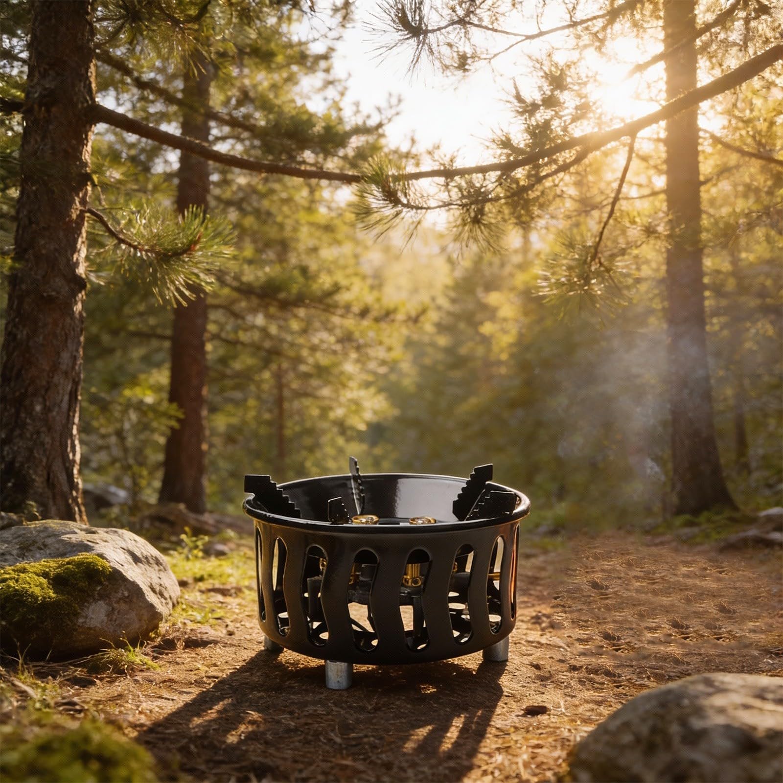 Réchaud de camping portable 19800 W 7 cœurs brûleur à gaz coupe-vent avec allumage piézoélectrique en acier inoxydable pliable pour la cuisine en plein air randonnée
