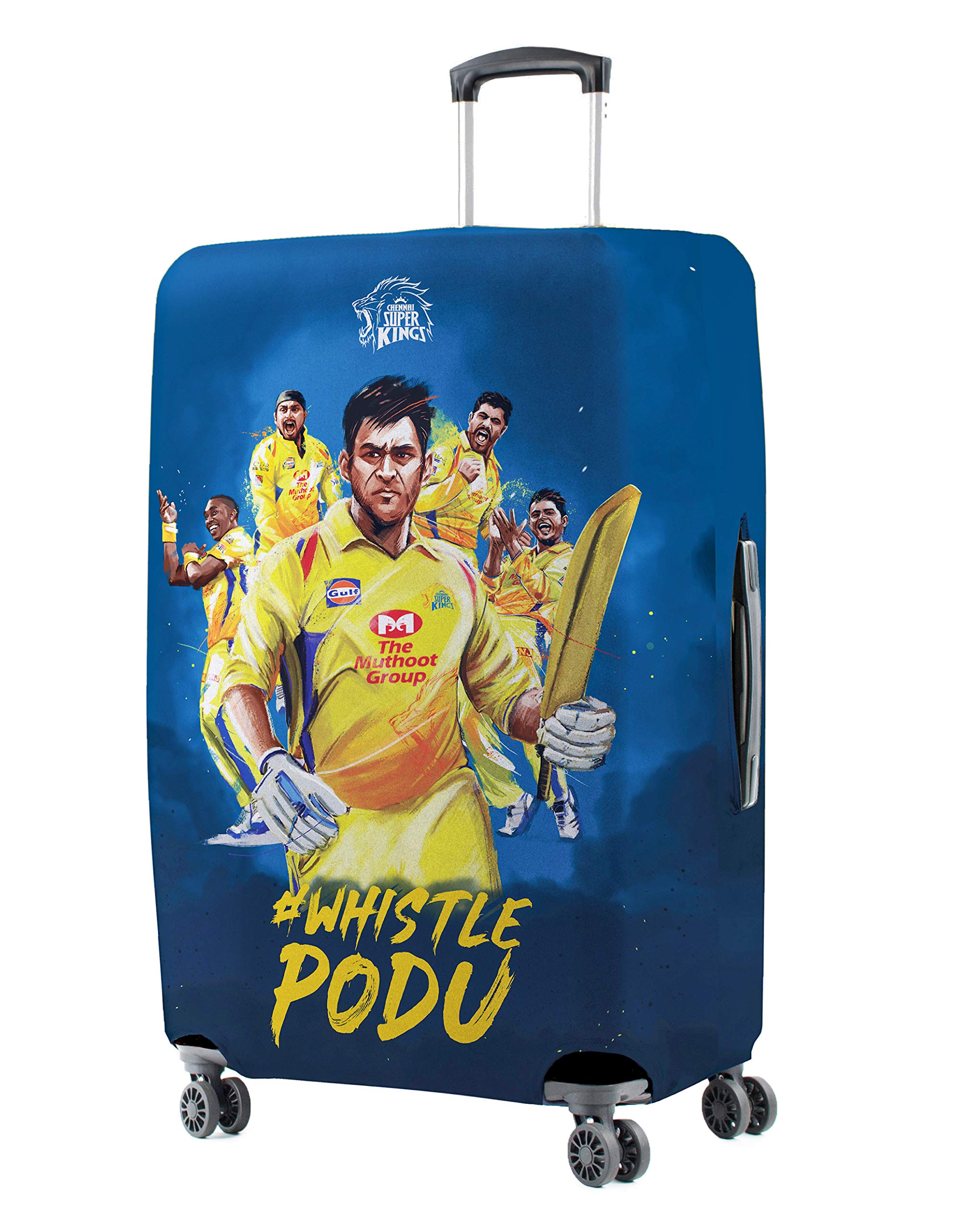 Nasher Miles X Chennai Super Kings (Csk) Polyester Blue Modern Whistle Podu 75 Cm (28 Inch) Large Protective Luggage Cover-image-21