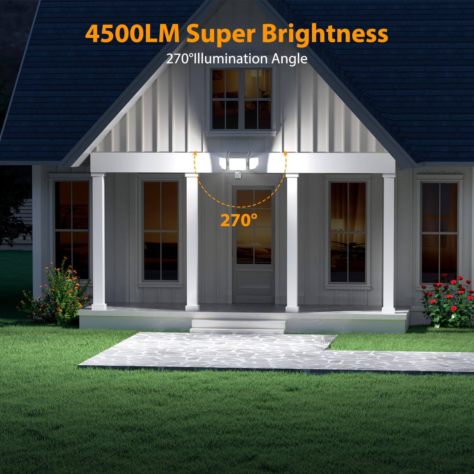 Onforu 2 lampade solari esterne con rilevatore di movimento, proiettore LED solare 3000 lumen, IP65 impermeabile, per terrazza, veranda, garage, cortile, strada