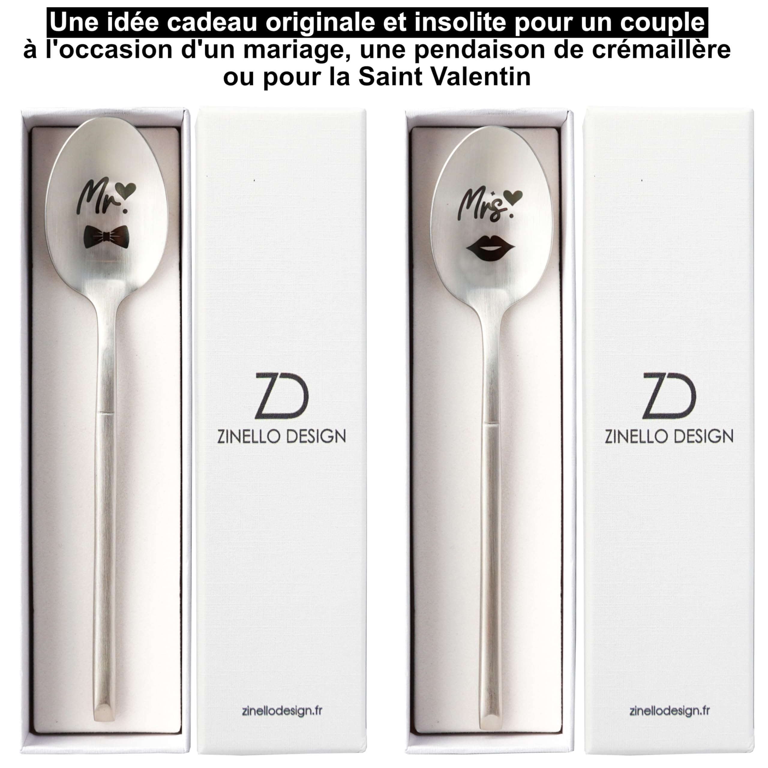 2 Cuillères À Café En Acier Inoxydable, Cadeau De Cuillère À