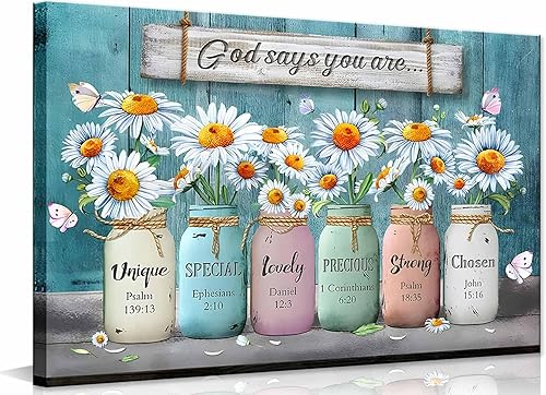 Lienzo enmarcado con texto en inglés "God Says You Are Inspirationa", arte para pared, versículos de la Biblia, decoración de pared, póster de