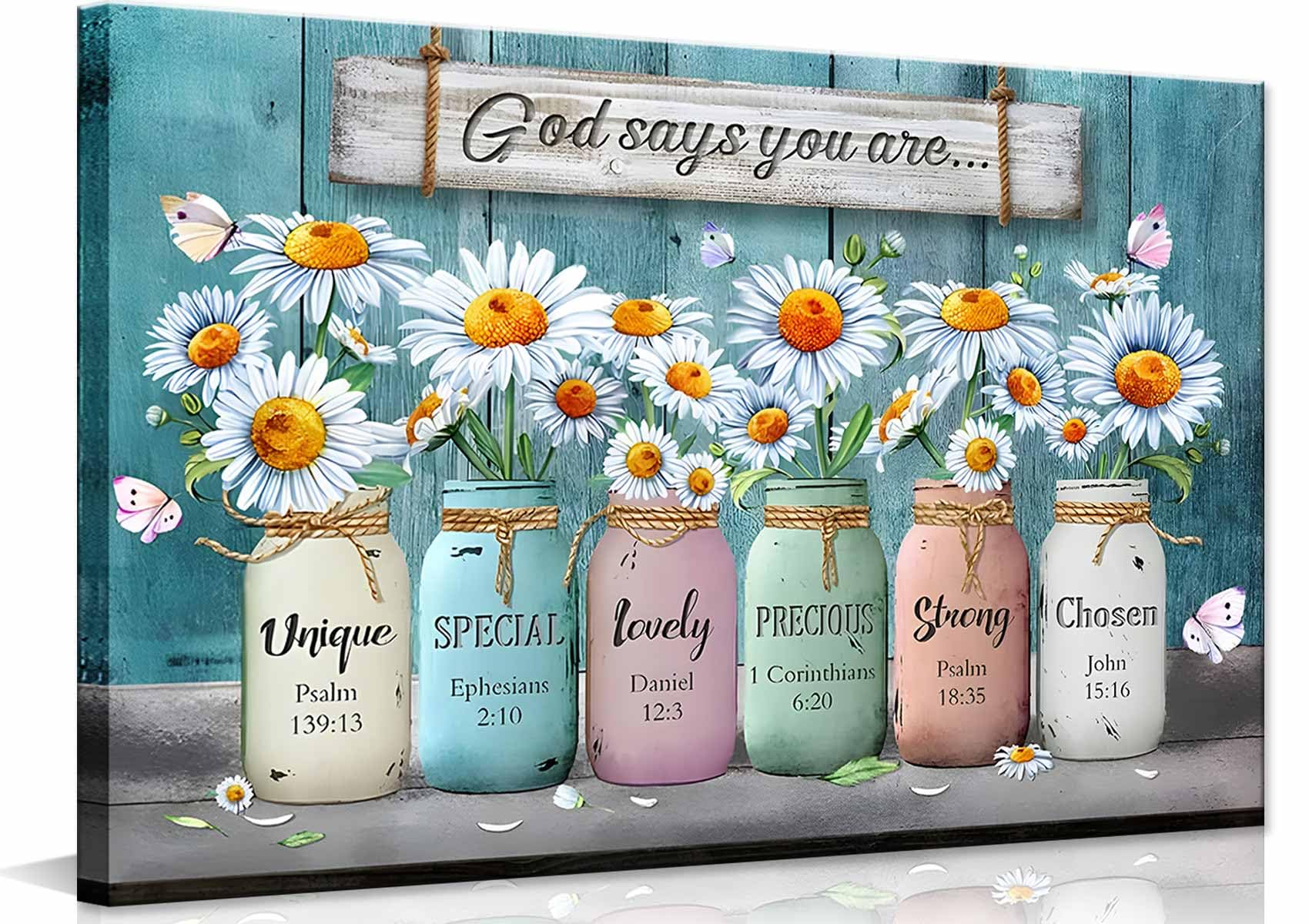 Amazon.com: Framed God Says You Are Inspirationa Floral Canvas Wall Art ...
