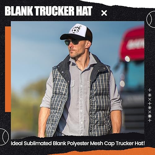 Miniatura 6 de 10 gorras de camionero en blanco para sublimación, gorra de béisbol de malla de poliéster para hombres y mujeres