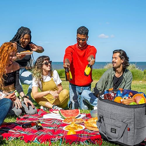 Miniatura 7 de Odoland Bolsa enfriadora plegable aislada, 1632 latas portátil con correas para los hombros, bolsa enfriadora a prueba de fugas para campamento,