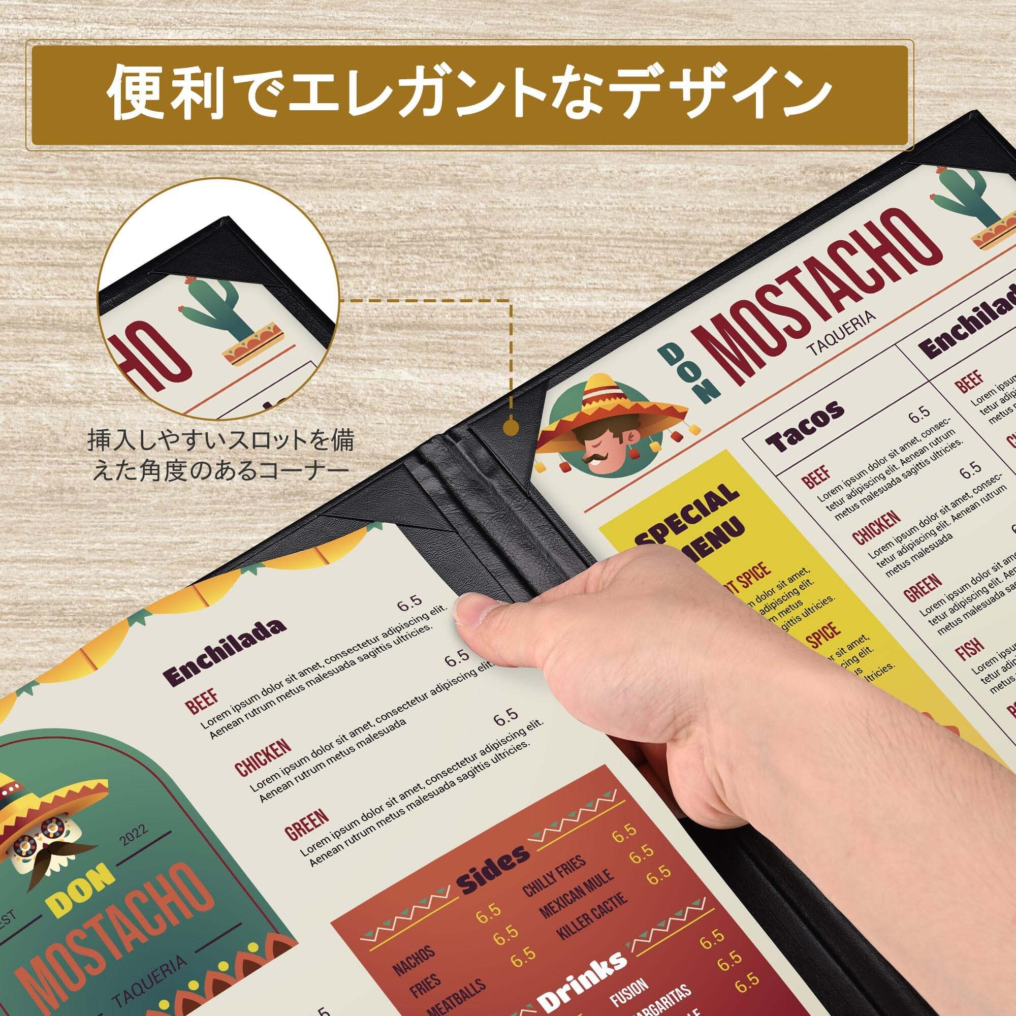 Amazon.co.jp: WeChef 【5冊セット】メニューブック 2ページ(2枚2面