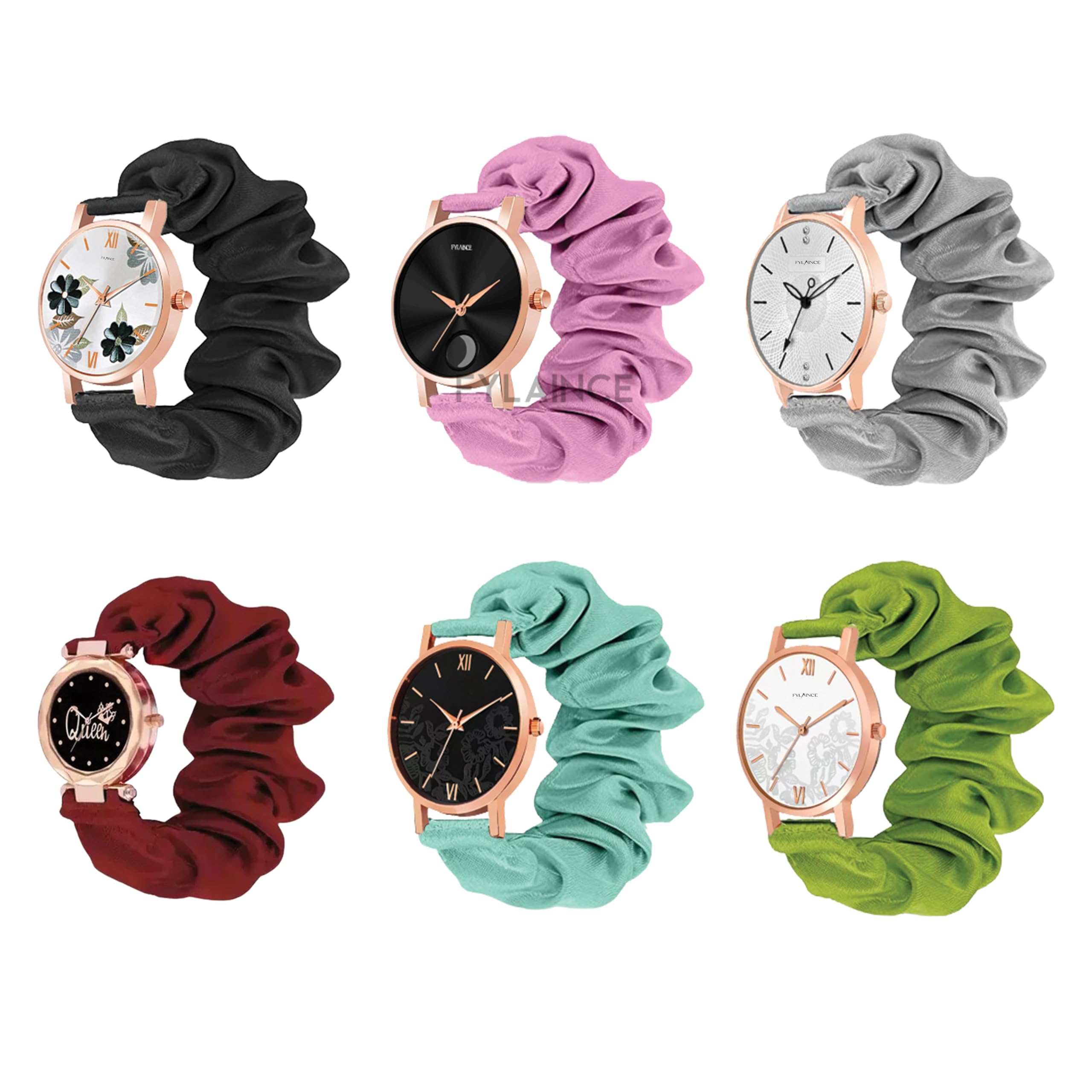 FYLAINCE™ Black Analog Dial Scrunchies Watches Strap Cloth Solid Fabric Wristband Watch Elastic Scrunchy Bands Watch for Women & Girls Multicolour (B0CPC2WP1F) Amazon Price History, Amazon Price Tracker