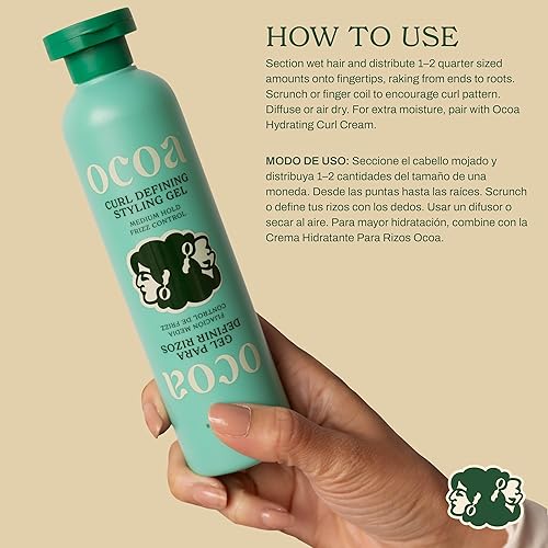 Miniatura 5 de OCOA Beauty Curl Defining Styling Gel con linaza, mantequilla de mango e hibisco  Hidrata, define y controla el encrespamiento para rizos suaves al