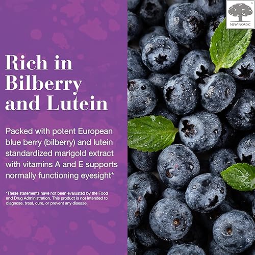 Miniatura 4 de NEW NORDIC Blue Berry Eye Suplemento de vitamina luteína con zinc, soporta pigmentación macular, función ocular y visión, 120 tabletas (paquete de 1)