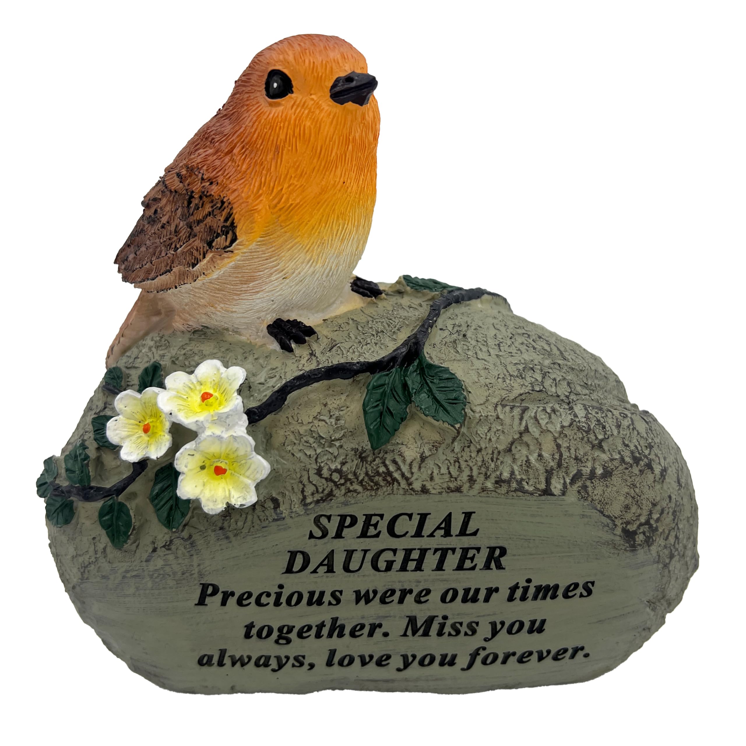 Angraves Multicolor Special Daughter Graveside Memorial Robin Bird Resin Stone Grave Plaque Ornament Decoration Sadly Missed