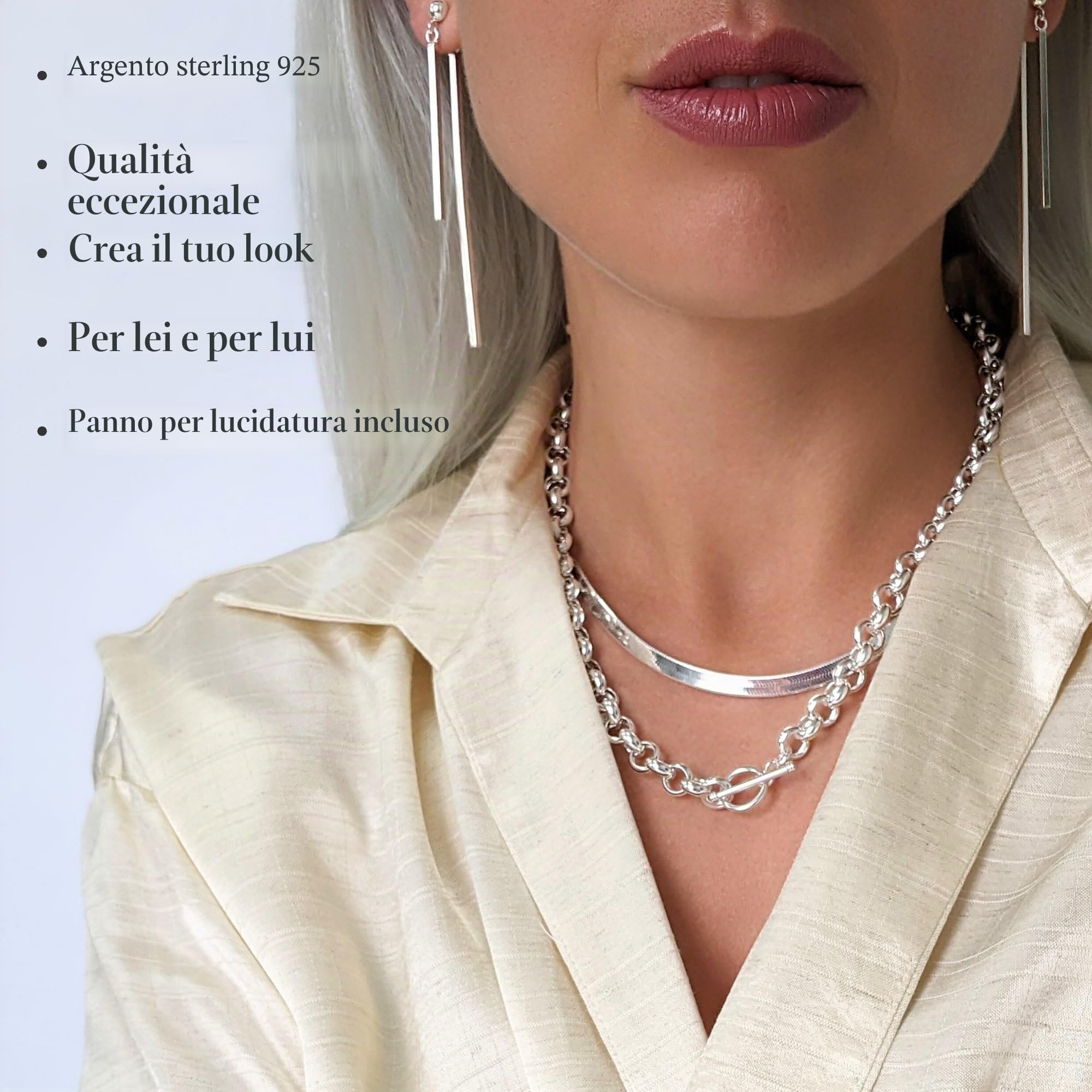 Silverly Rosario in Argento 925 Gioielli Cattolici 50cm | Collane di Perline con Crocifisso della Vergine Maria | Collana con Croce in Argento Sterling da Uomo | Regali Cristiani per le Donne