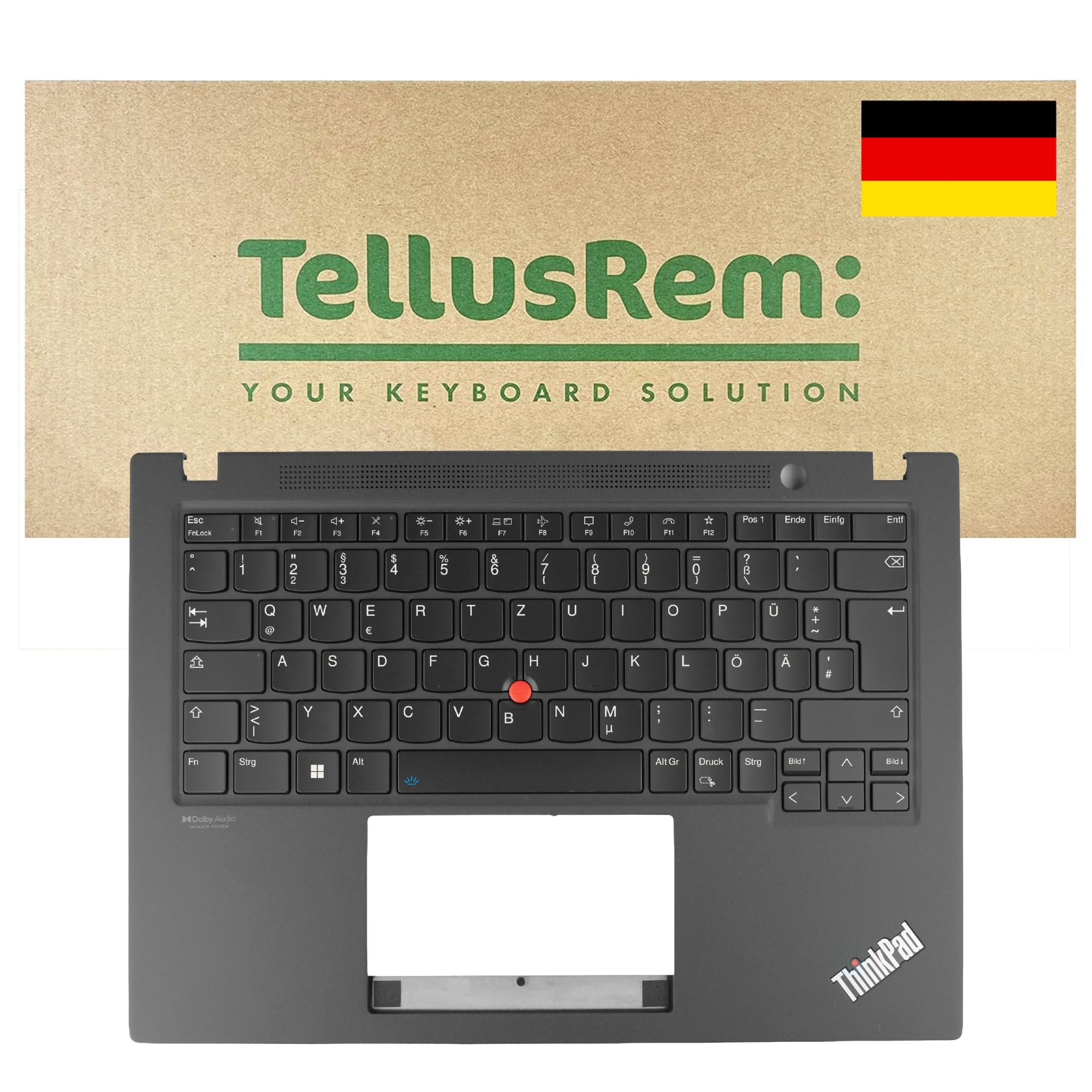 Ersatz-Tastatur kompatibel mit Lenovo ThinkPad T14s Gen 3, Gen 4 - Deutsches QWERTZ-Layout, beleuchtet, TrackPoint