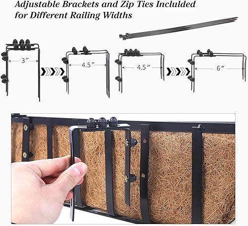 Miniatura 4 de Sekcen Maceta de barandilla para ventana, terraza, balcón, riel de 24 pulgadas, para porche, valla, patio, exterior, paquete de 2