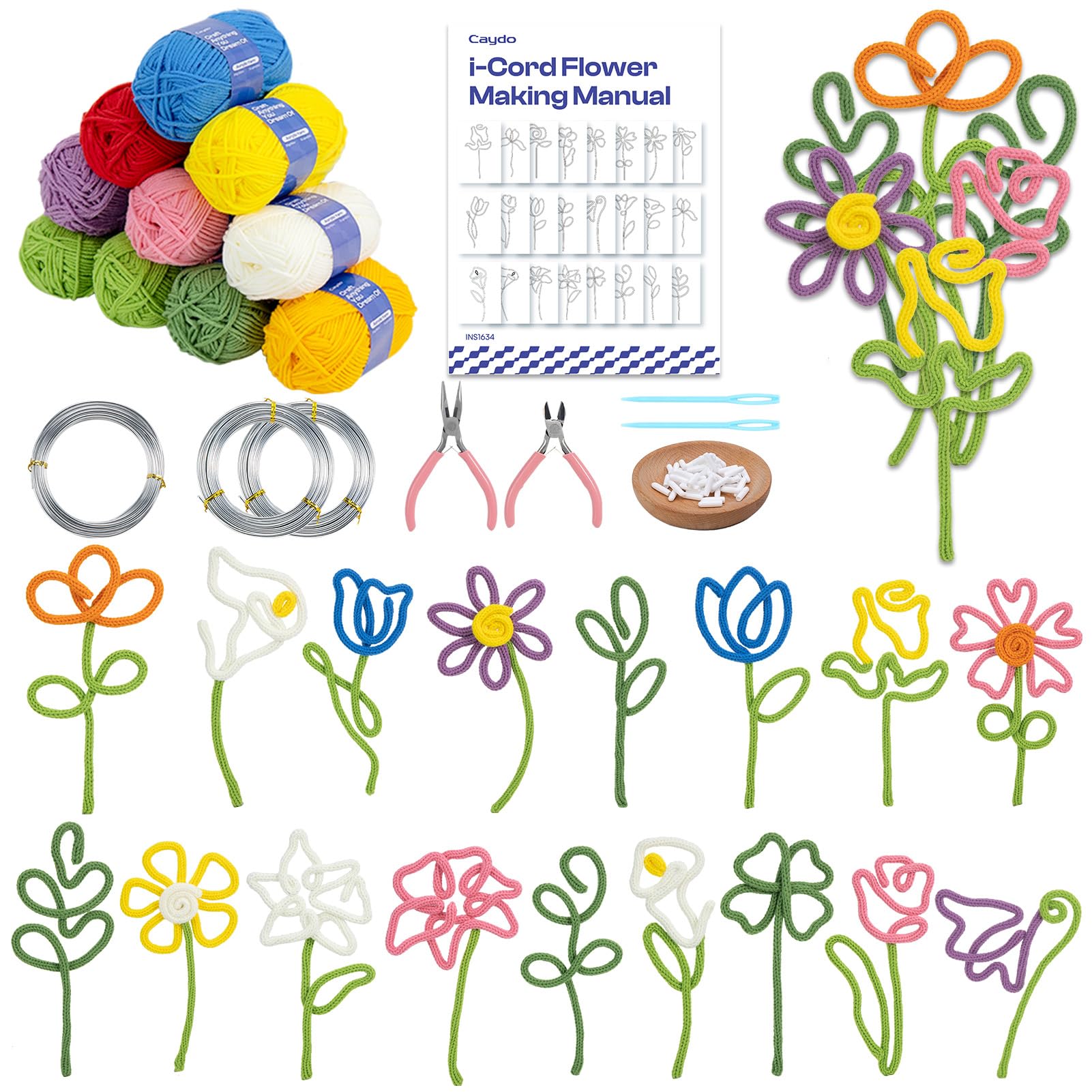Caydo iCord Flower Making Kit for Beginners, DIY Florals Handicraft Kit