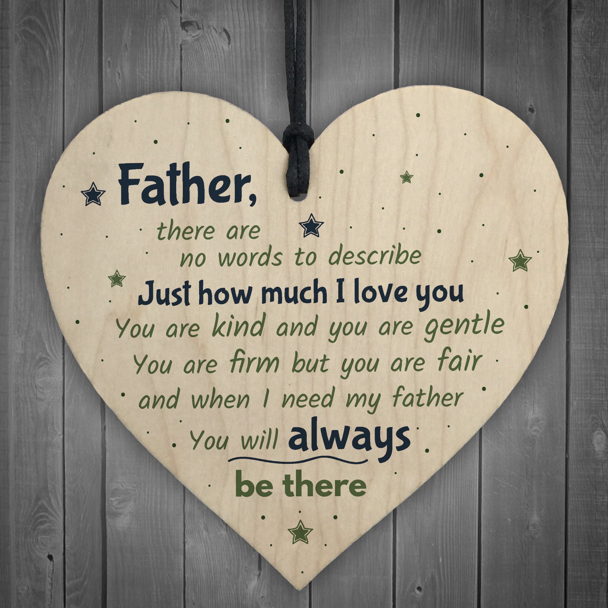 Red Ocean Father Daddy's Girl Dad Daddy Wooden Heart FATHERS DAY Gift For Him Son Daughter Birthday Thank You