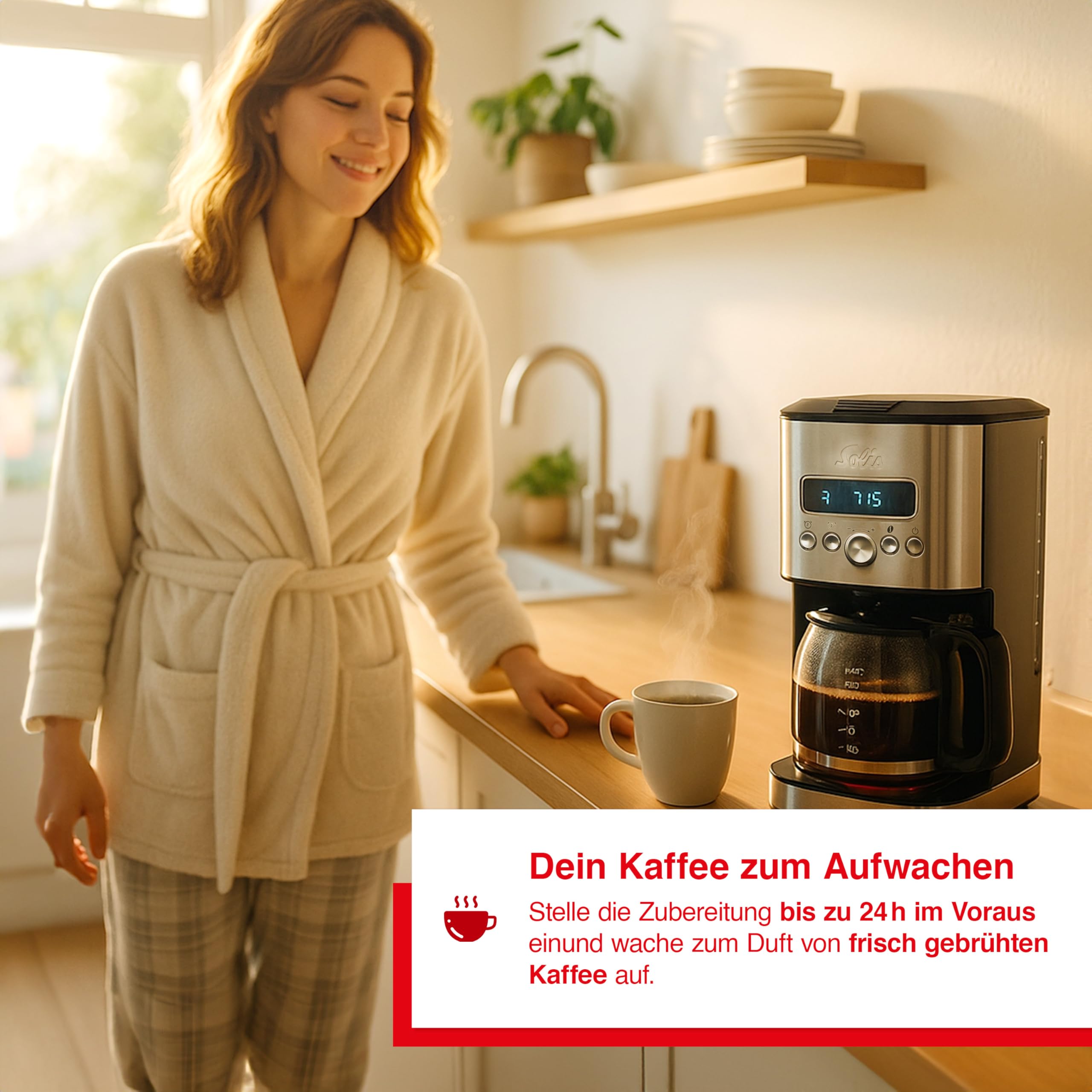 Solis Aroma Brewer Filterkaffeemaschine Typ 1021 – Frisch gebrühter Kaffee auf Knopfdruck, mit Timer, Aromawahlschalter, 1,8L Wassertank, Warmhaltefunktion, Edelstahl-Design, Glaskanne & Dosierlöffel
