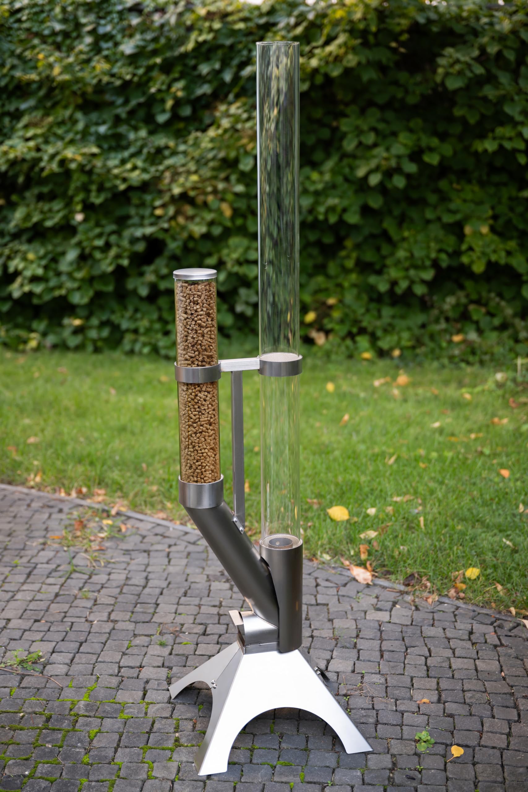 Feuerrohr Dekorative Feuersäule Outdoor inkl. Reinigungsbürste und Abdeckhaube Pelletfackel
