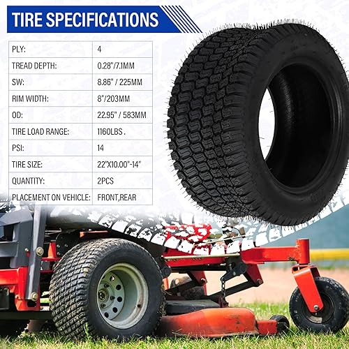 Vista 177 de MOTORHOT Neumáticos para cortacésped de 15 x 6.00-6 de 4 capas para tractor de césped y jardín, neumáticos para carrito de golf, sin cámara, 15 x
