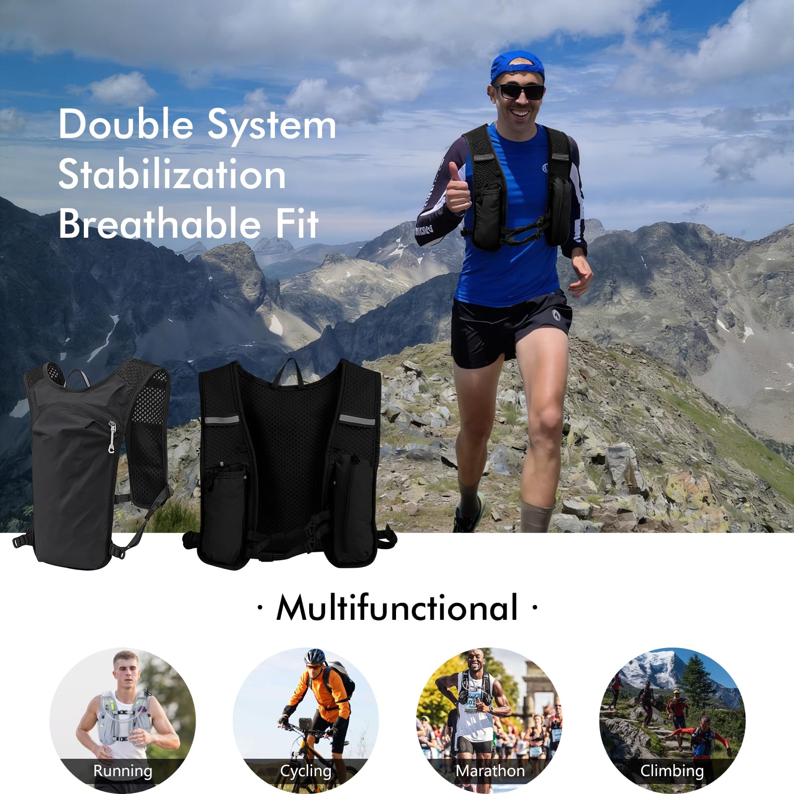 InfiniZer Running Vest For Men Women Lightweight Breathable Hydration Backpack Functional Reflective Running Vest For Cycling Hiking Marathon — view 7