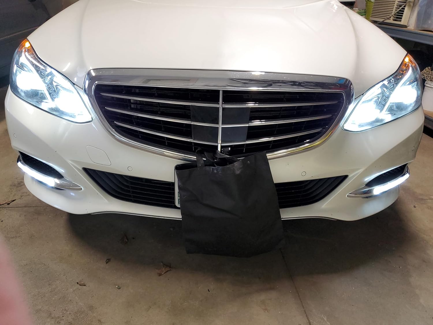 iJDMTOY Xenon White LED DRL Fog Lamps Kit Compatible With 13-15 Mercedes W212 E-Class Sedan Facelift, OEM Exact Fit Daytime Running Lights assembly Powered by (8) High Power LED Lights