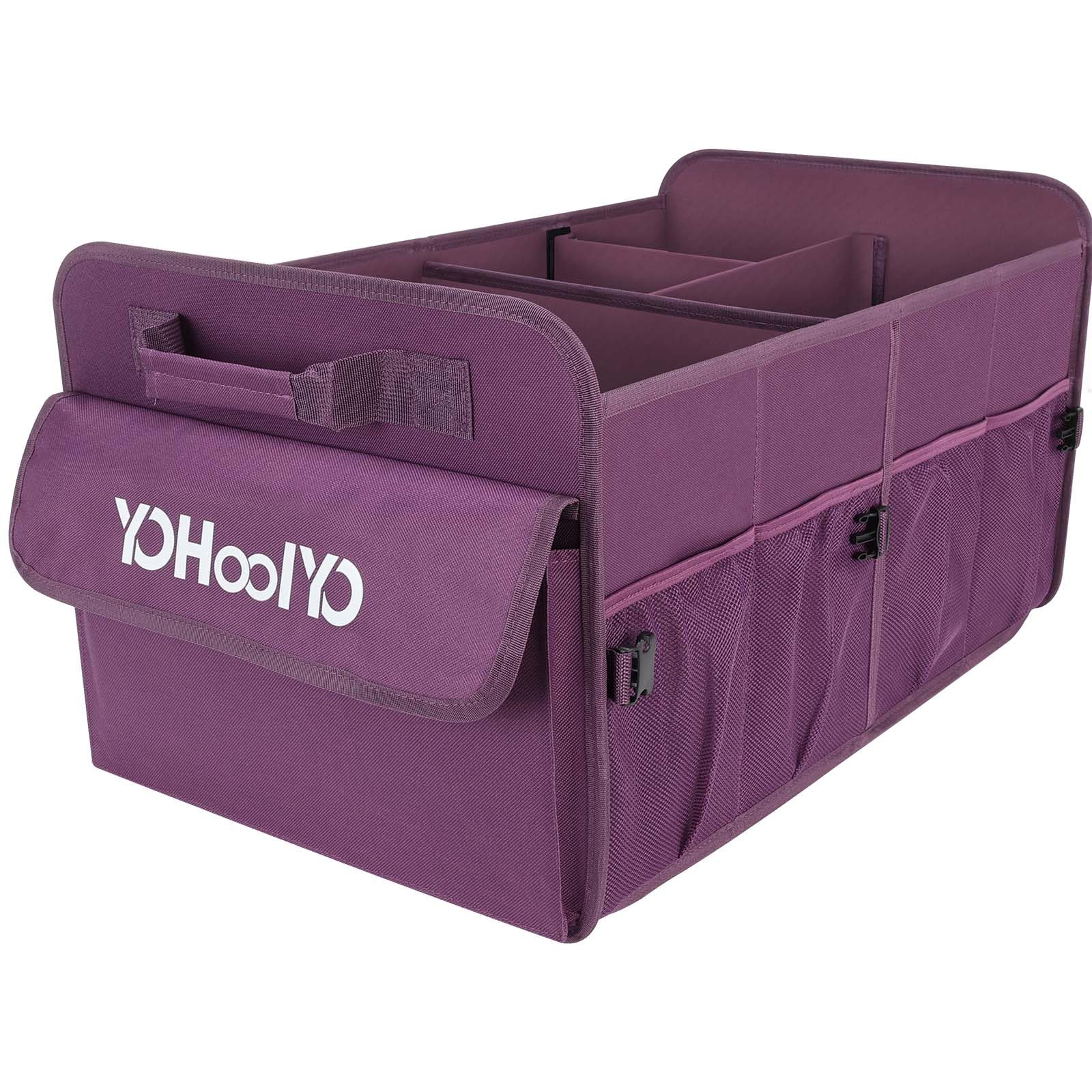 YOHOOLYO Car Trunk Organizer for SUV 72L Large Capacity Collapsible 4 Compartment Storage Multicolor Car Accessories for Women